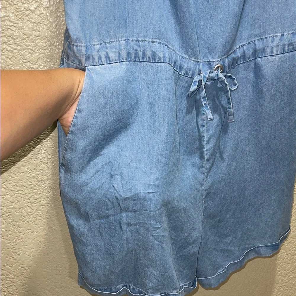 Vero Moda Blue Denim Ruffle Romper - Picture 6 of 8